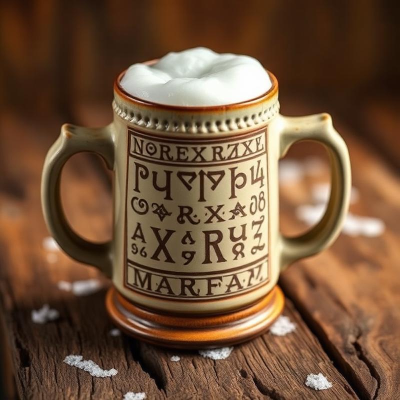 Mug vikingo de cerámica con grabados de runas