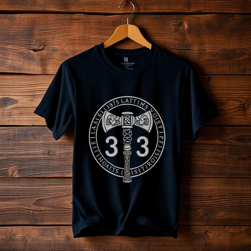 Camiseta vikinga con diseño de runa nórdica y hacha